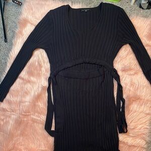 Eloquii Woman’s Long Sleeve Black Sweater Cut Out‎ Midi Dress Size 18/20